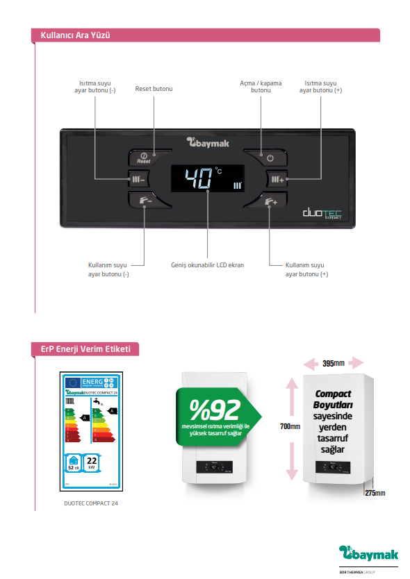 Baymak Duo Tec Compact 24 Premix Yoğuşmalı Kombi